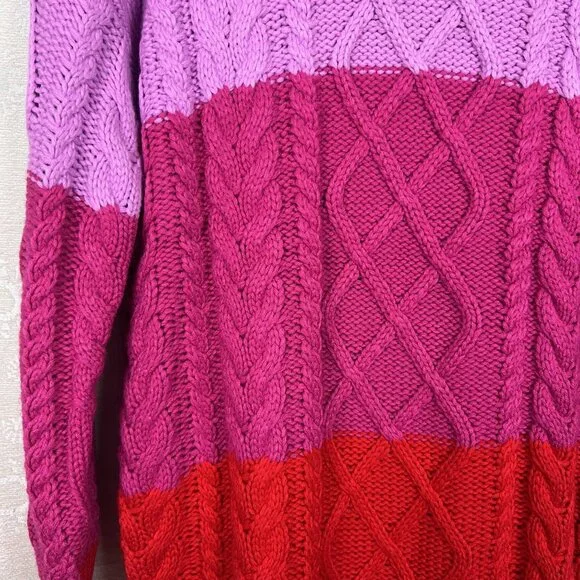 Hyacinth House Scarlett pink red colorblock chunky sweater dress Tuckernuck M - Picture 6 of 10
